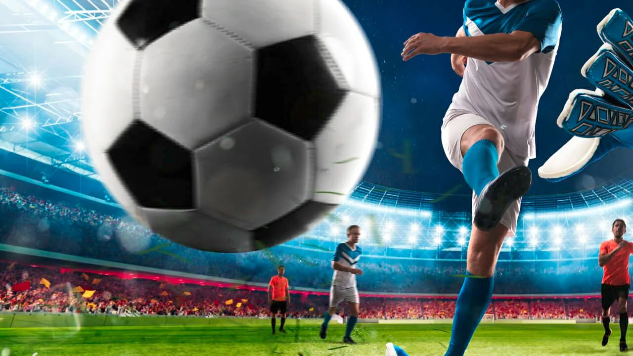 Visual pertandingan olahraga dengan fokus pada aksi permainan