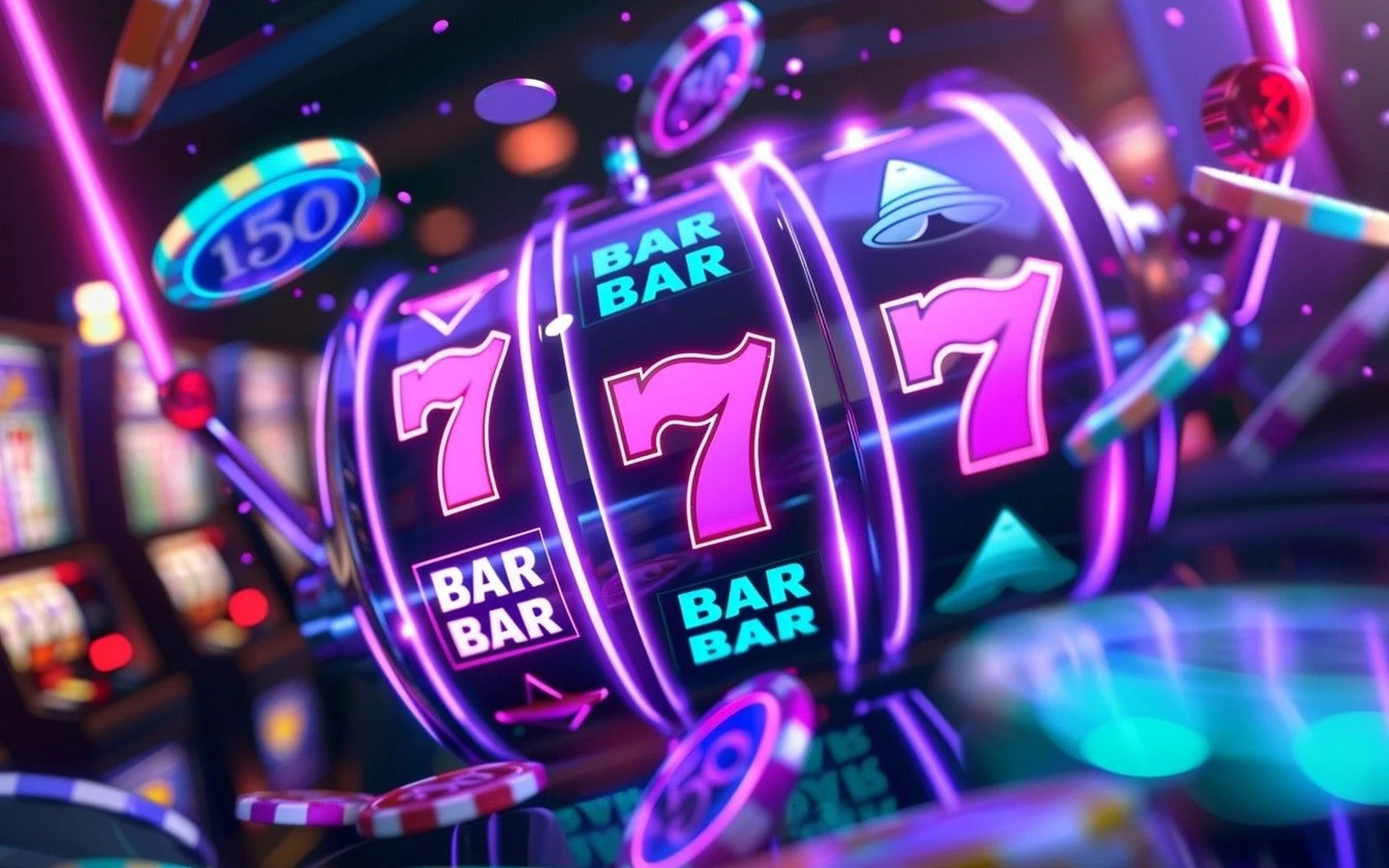Visual hiburan slot dengan simbol dan reel permainan